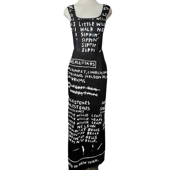 H&M Basquiat x Ev Bravado & Téla D'Amore LONG DENIM CORSET-STYLE DRESS Small NWT - Picture 5 of 16